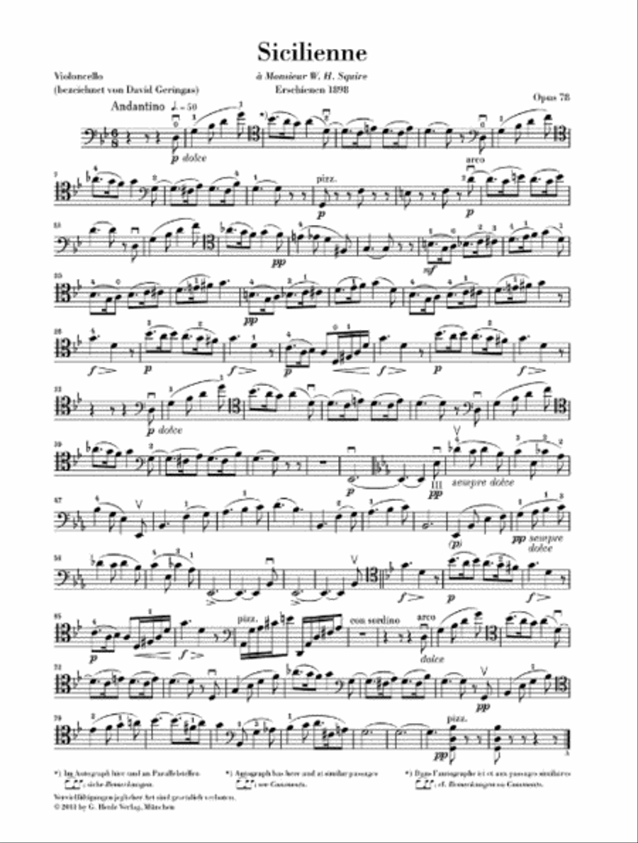Sicilienne for Violoncello and Piano, Op. 78 Piano Accompaniment scores gallery preview page 4