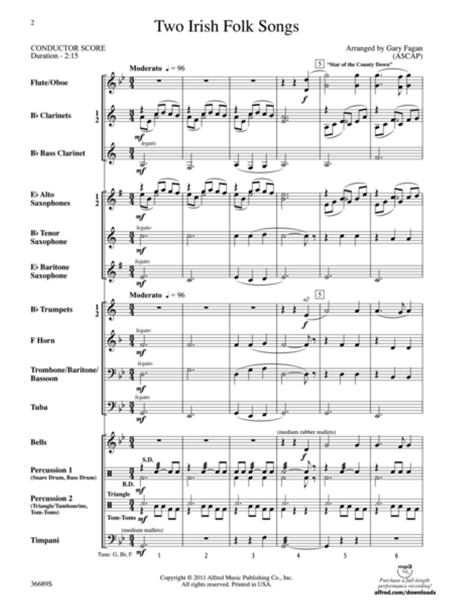 Two Irish Folk Songs Concert Band scores gallery preview page 2