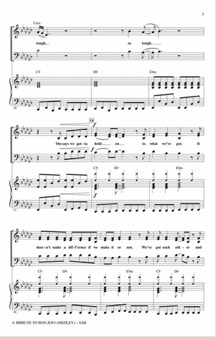 A Tribute to Bon Jovi A Tribute to Bon Jovi 3-Part scores gallery preview page 3