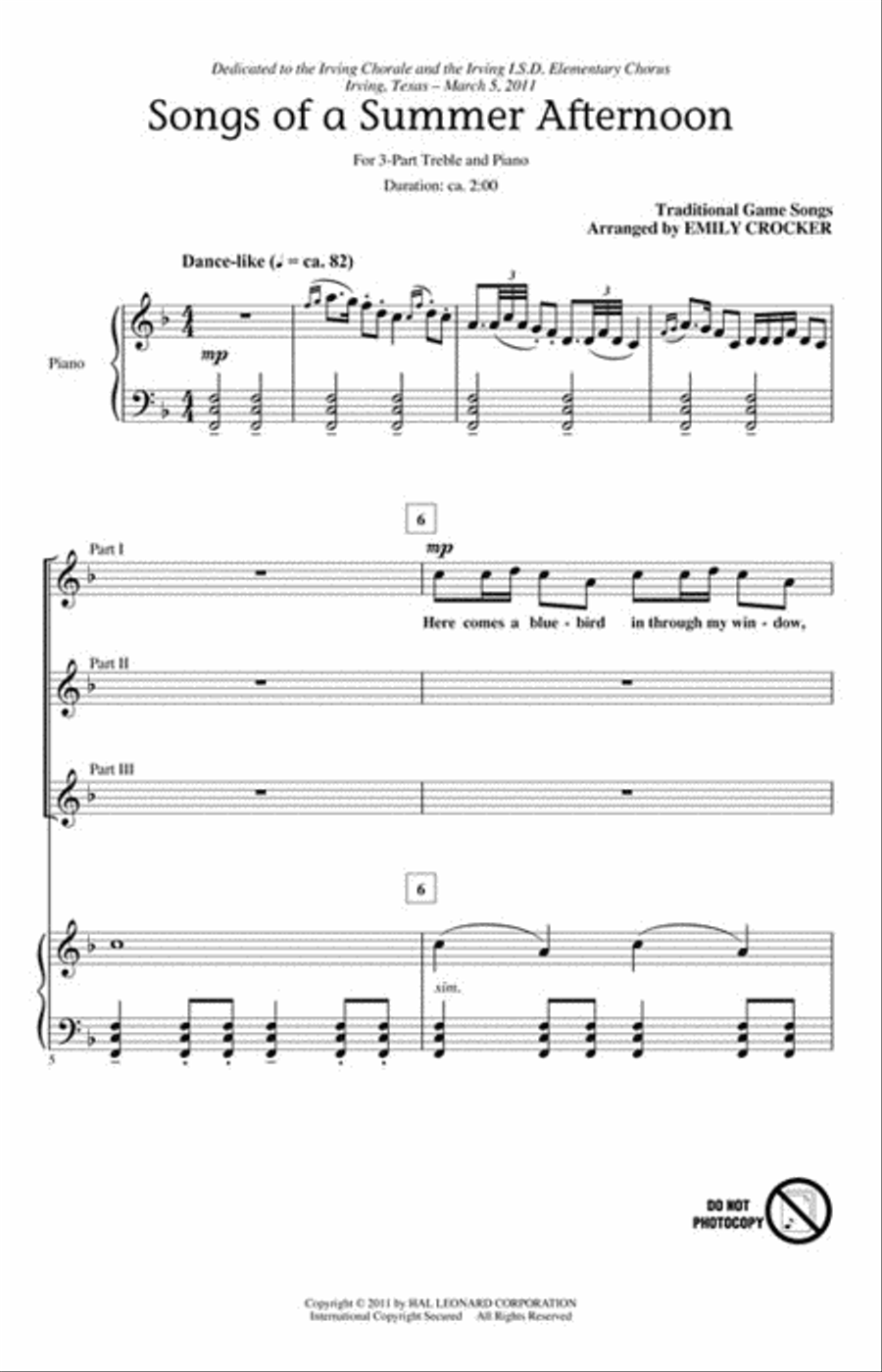 Songs of a Summer Afternoon 3-Part scores gallery preview page 2