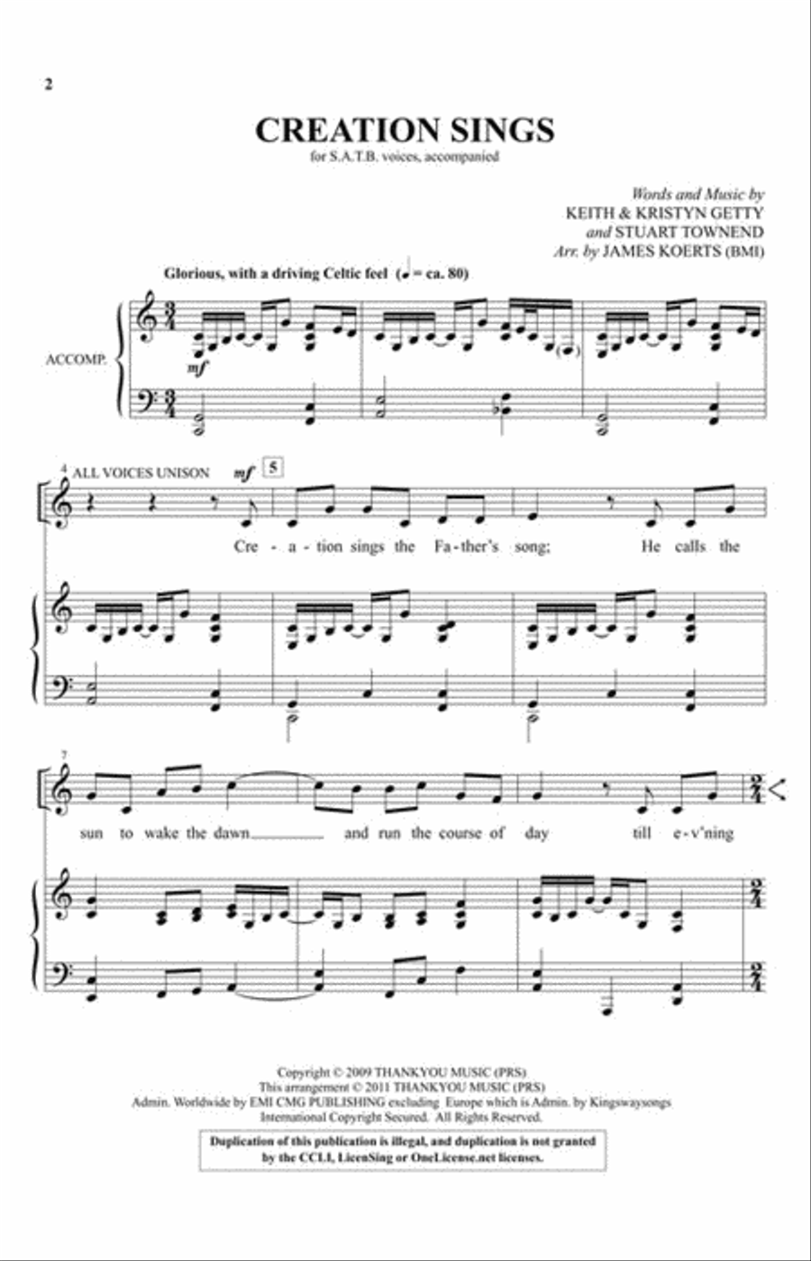 Creation Sings the Father's Song 4-Part scores gallery preview page 2
