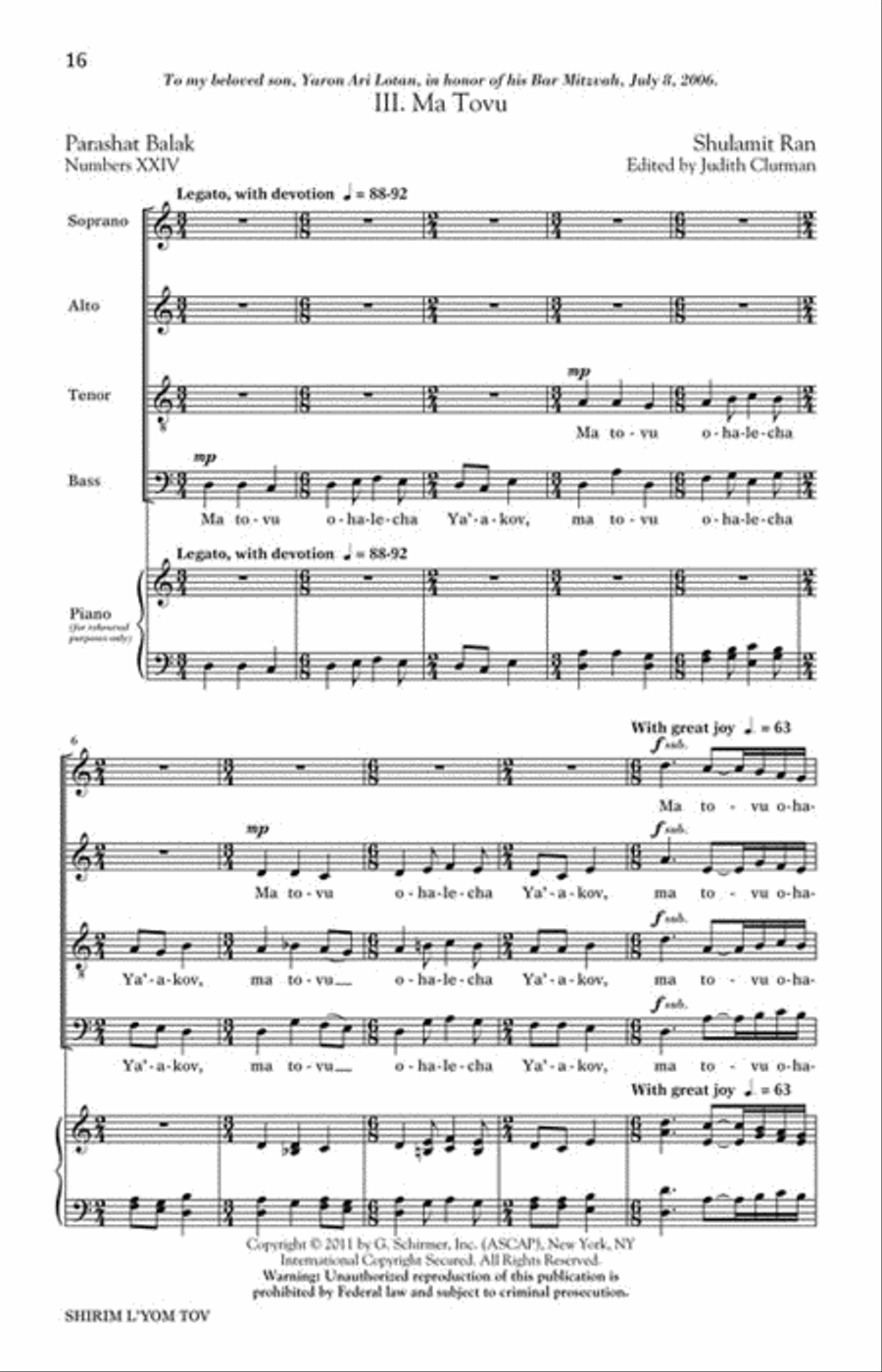 Shirim L'Yom Tov – Four Festive Songs 4-Part scores gallery preview page 4