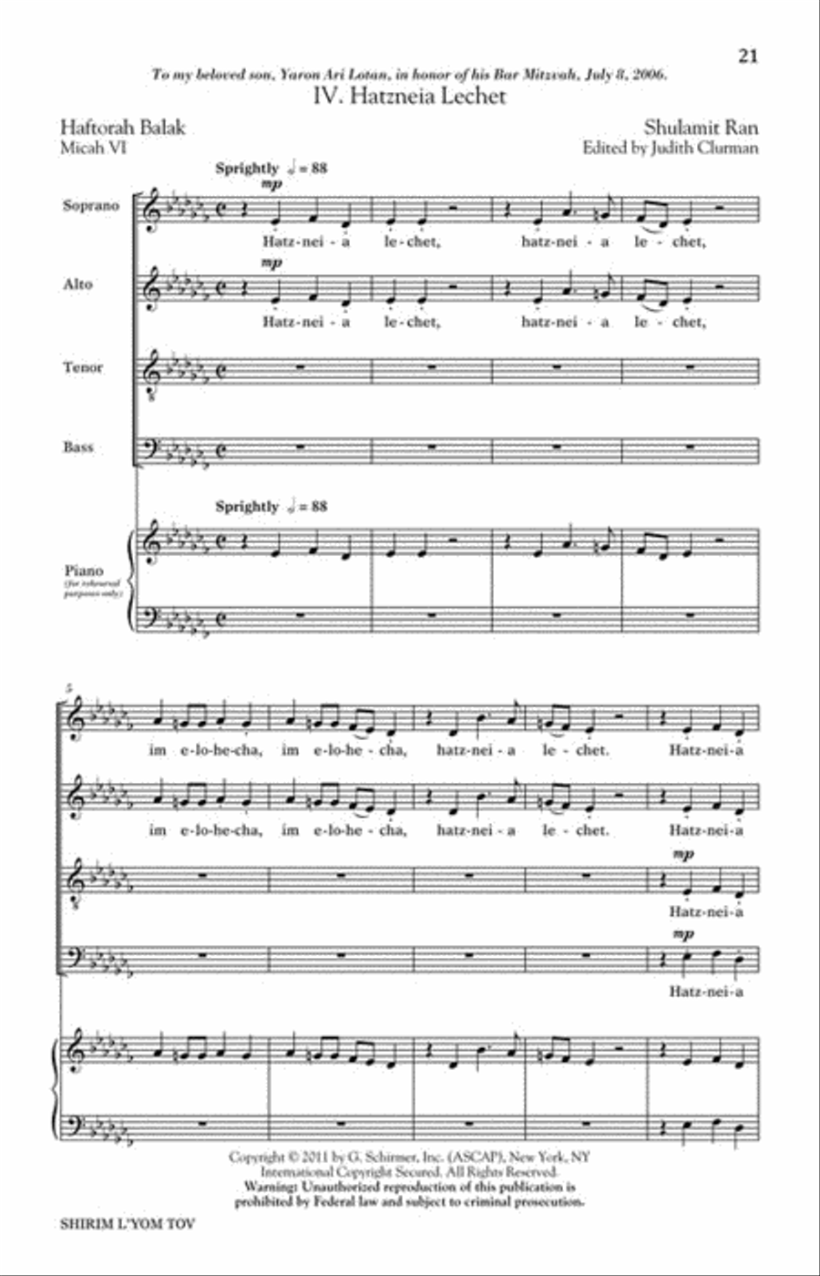 Shirim L'Yom Tov – Four Festive Songs 4-Part scores gallery preview page 5