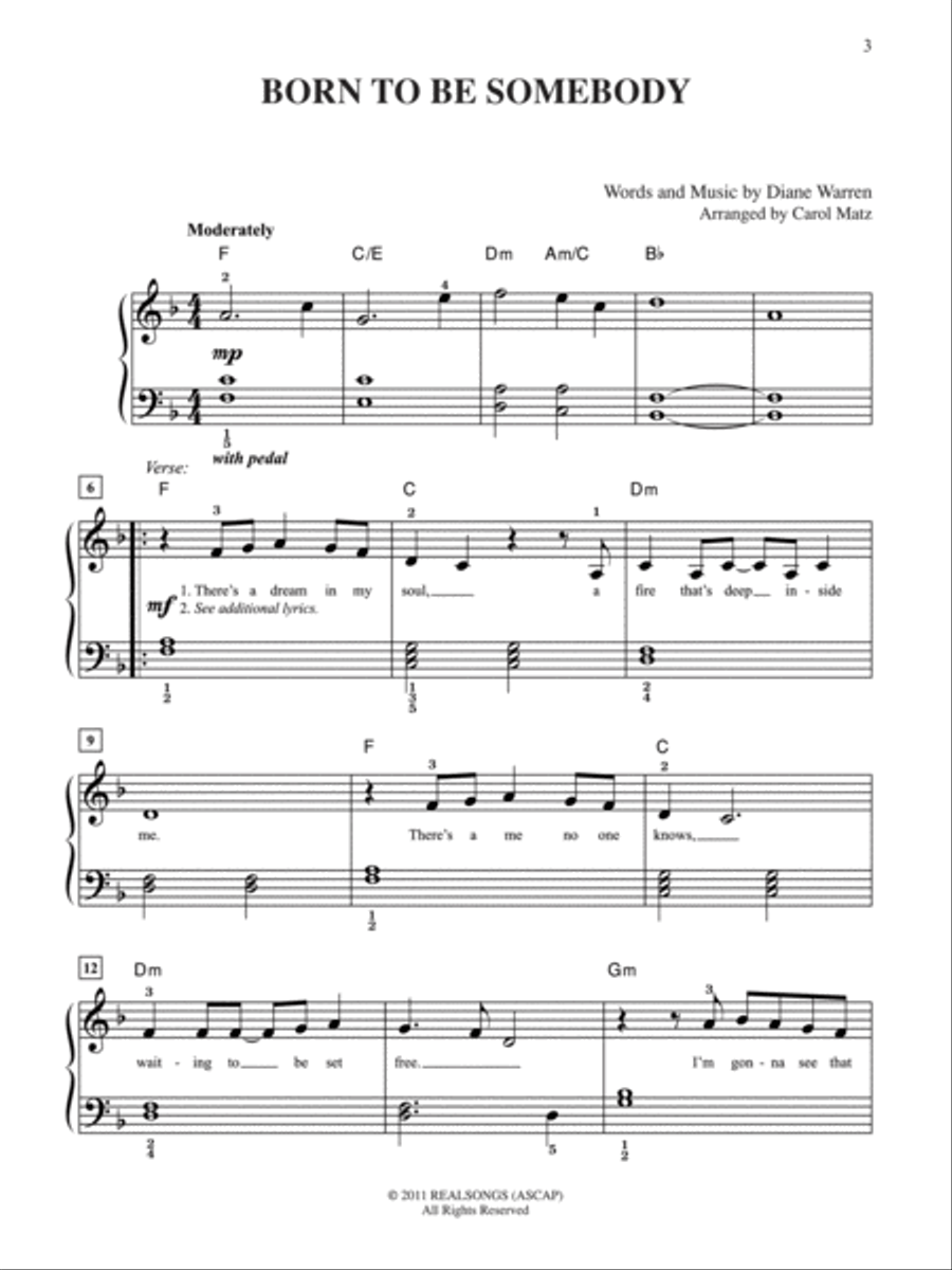 Born to Be Somebody (from Never Say Never) Easy Piano scores gallery preview page 2
