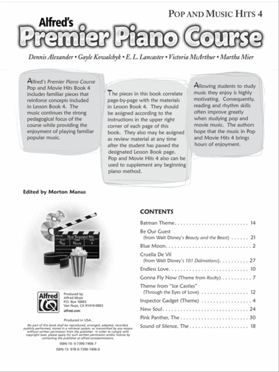 Premier Piano Course Pop and Movie Hits, Book 4 Piano Method scores gallery preview page 2