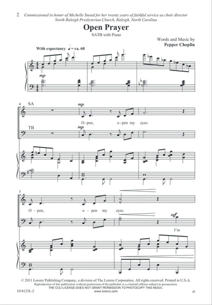 Open Prayer Open Prayer 4-Part scores gallery preview page 3