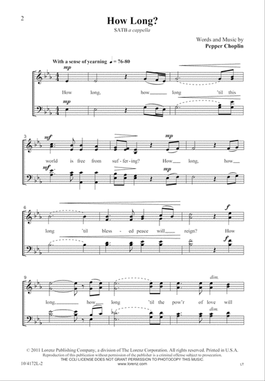 How Long? How Long? 4-Part scores gallery preview page 3