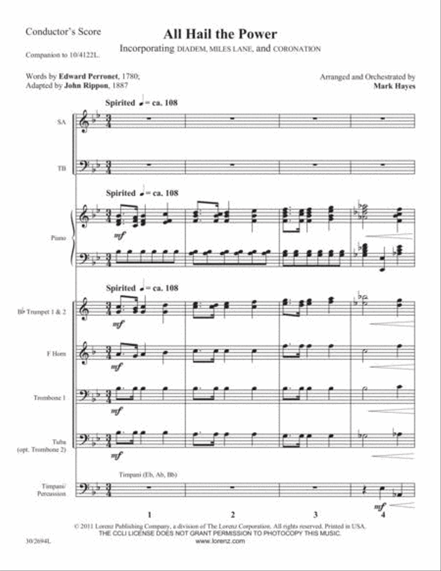 All Hail the Power - Brass and Percussion Score and Parts Choir scores gallery preview page 2