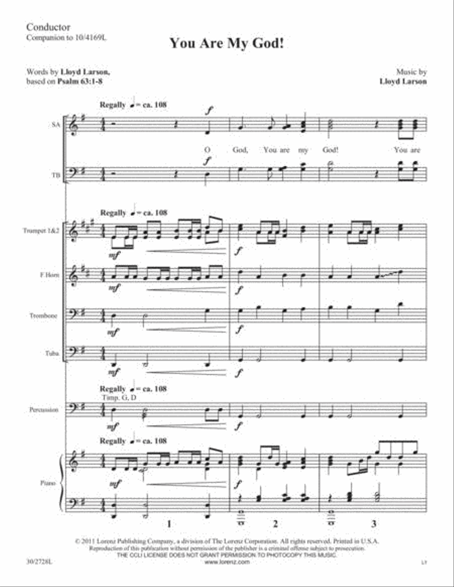 You Are My God! - Brass and Percussion Score and Parts Choir scores gallery preview page 2