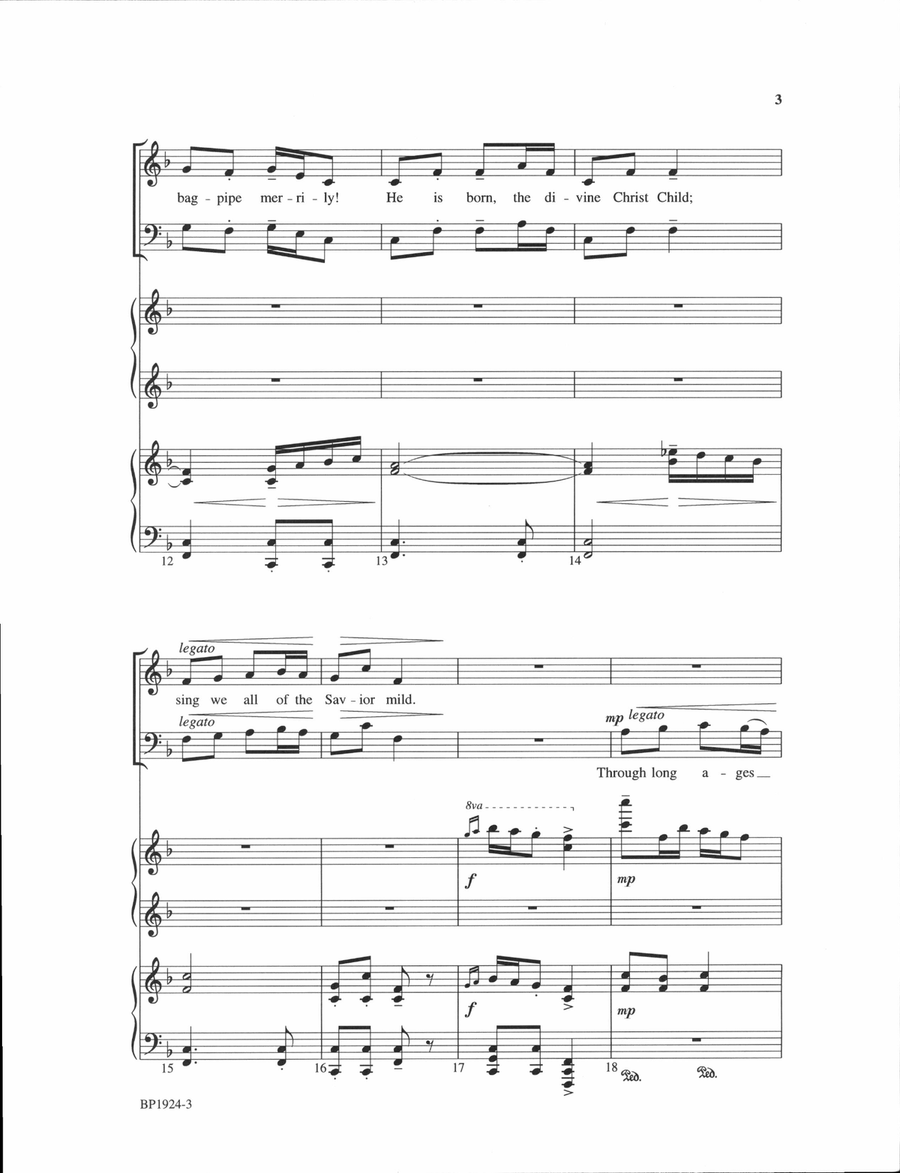 He Is Born! He Is Born! 4-Part scores gallery preview page 3