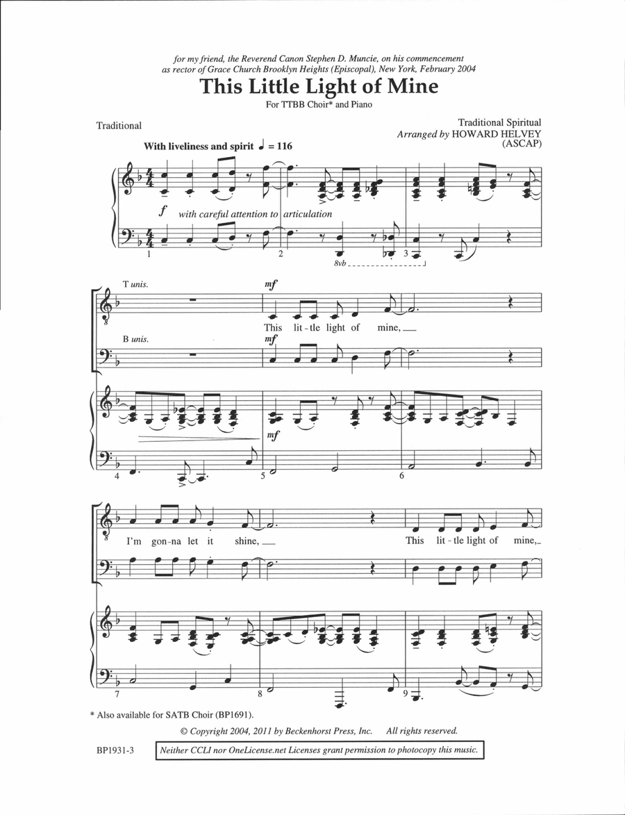 This Little Light of Mine - TTBB TTBB scores gallery preview page 2