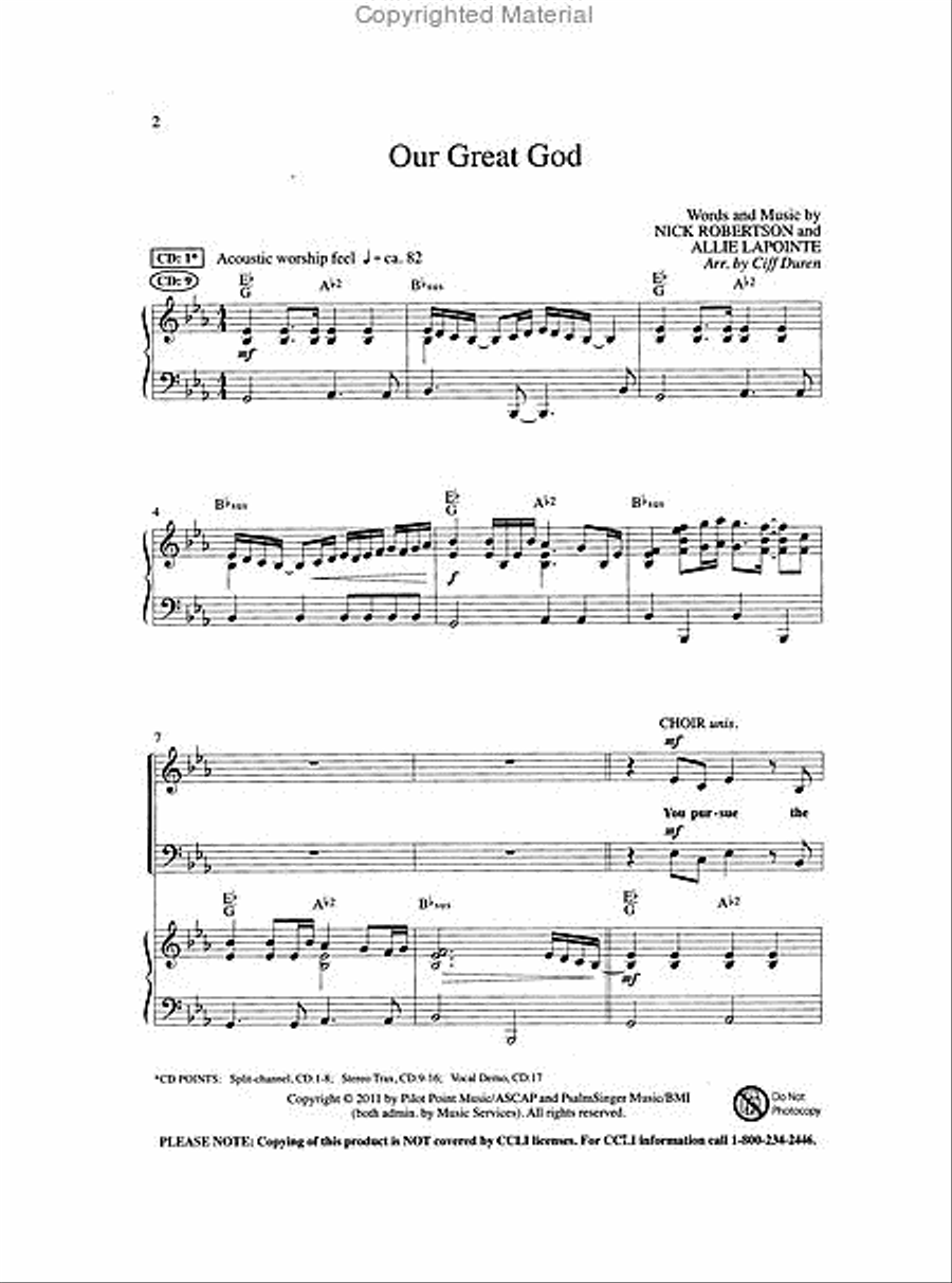 Our Great God (Anthem) 4-Part scores gallery preview page 2