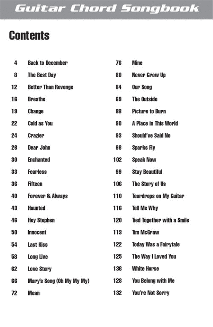 Taylor Swift - Guitar Chord Songbook Electric Guitar scores gallery preview page 2