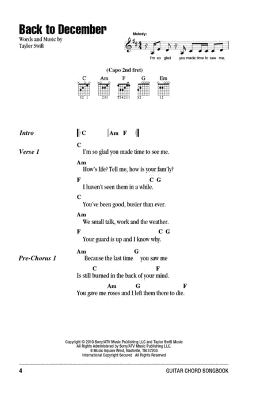 Taylor Swift - Guitar Chord Songbook Electric Guitar scores gallery preview page 3