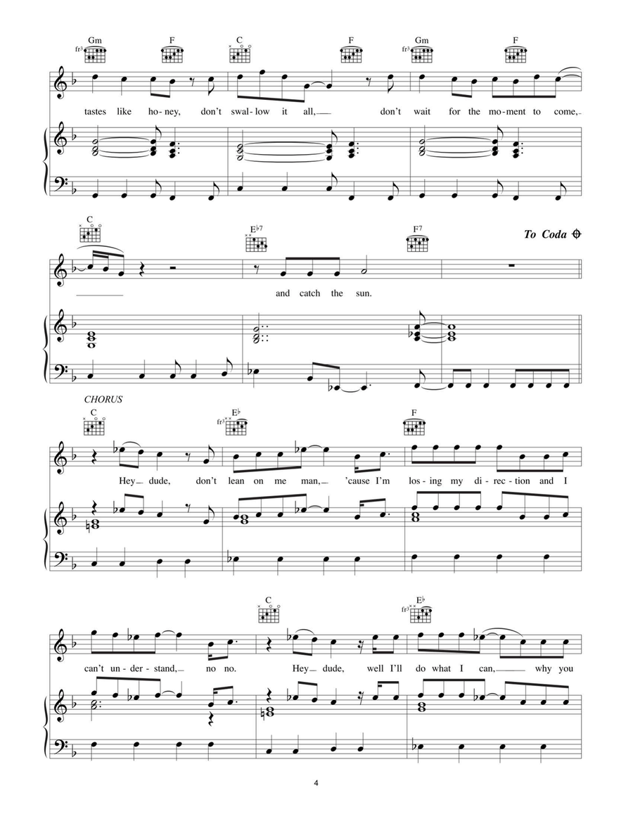 Hey Dude Hey Dude Piano, Vocal, Guitar scores gallery preview page 4