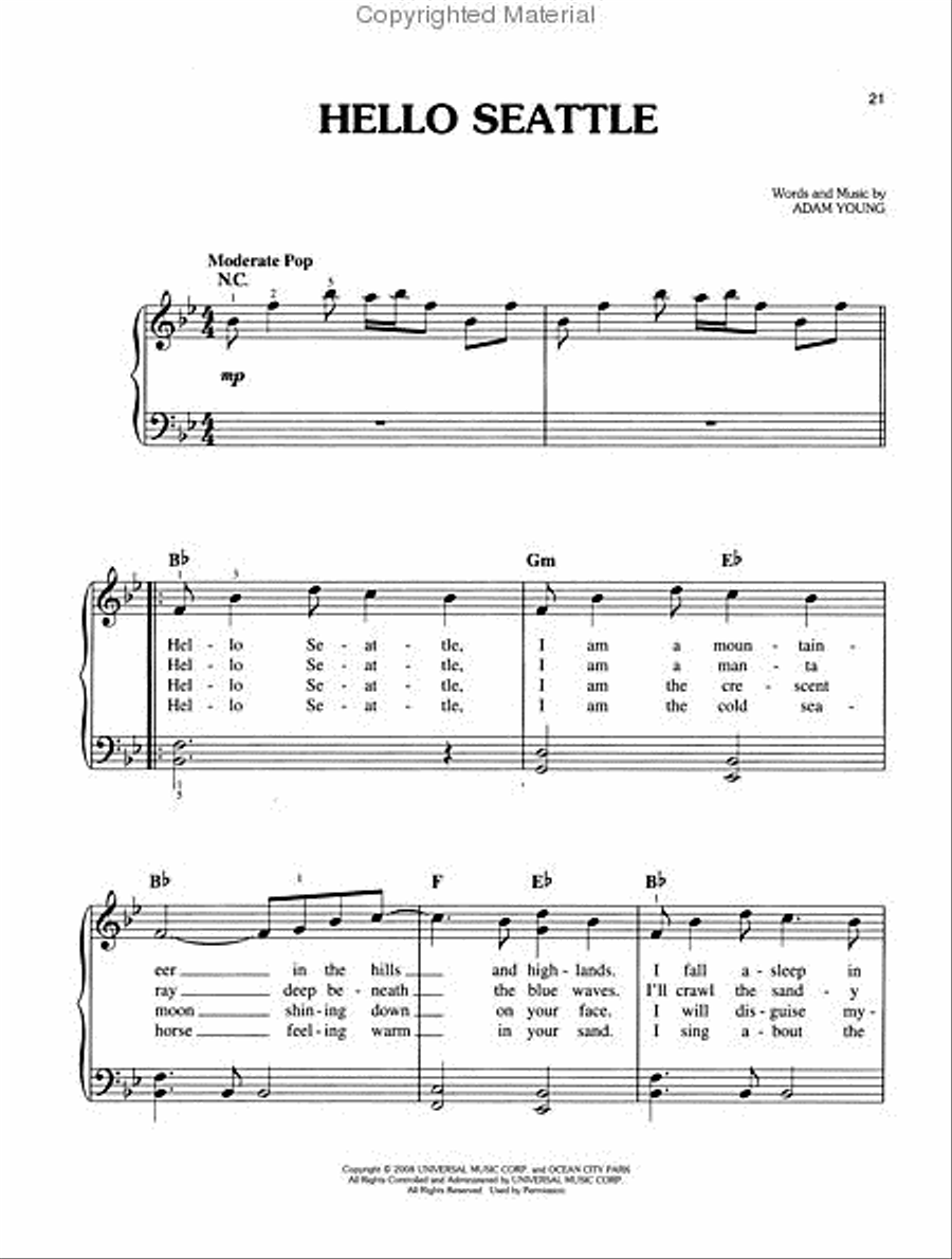 Owl City – Ocean Eyes Easy Piano scores gallery preview page 4