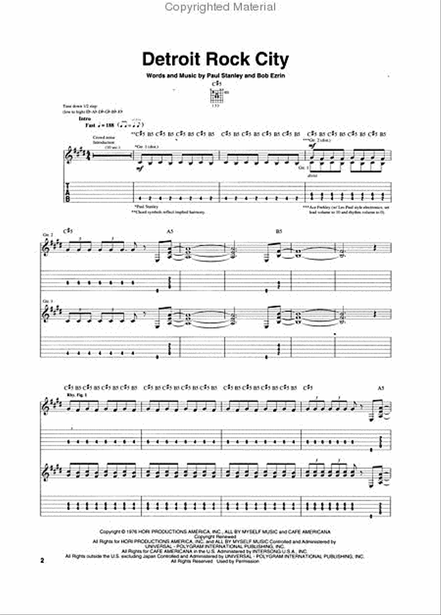 Kiss – Alive II Kiss – Alive II Electric Guitar scores gallery preview page 2