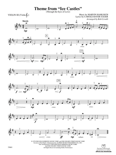 Ice Castles, Theme from (Through the Eyes of Love): 3rd Violin (Viola [TC])