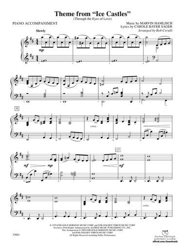 Ice Castles, Theme from (Through the Eyes of Love): Piano Accompaniment