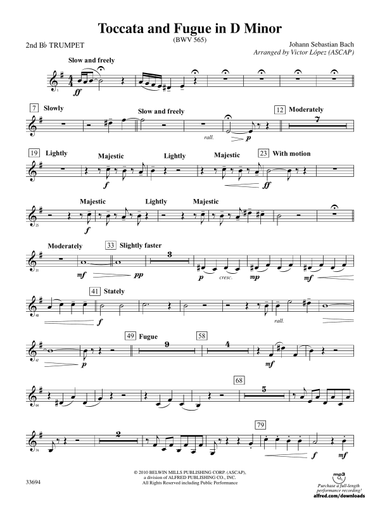 Toccata and Fugue in D Minor: 2nd B-flat Trumpet