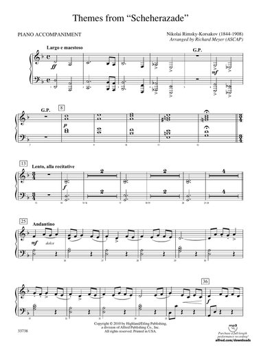 Themes from Scheherazade: Piano Accompaniment