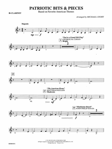 Patriotic Bits & Pieces (based on Favorite American Themes): 1st B-flat Clarinet
