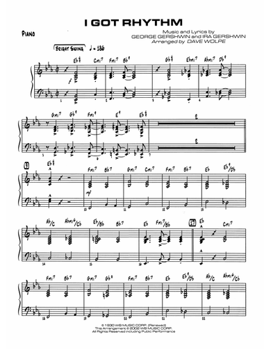 I Got Rhythm: Piano Accompaniment
