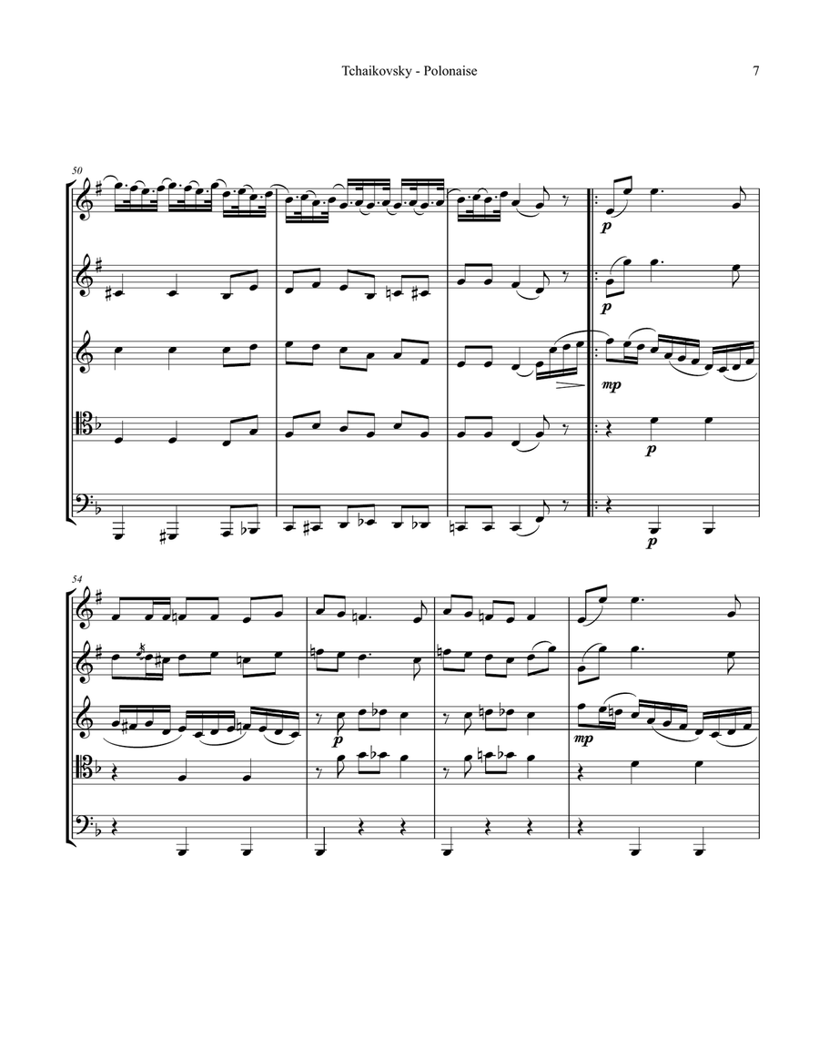 Polonaise from Eugen Onegin Brass Quintet scores gallery preview page 3