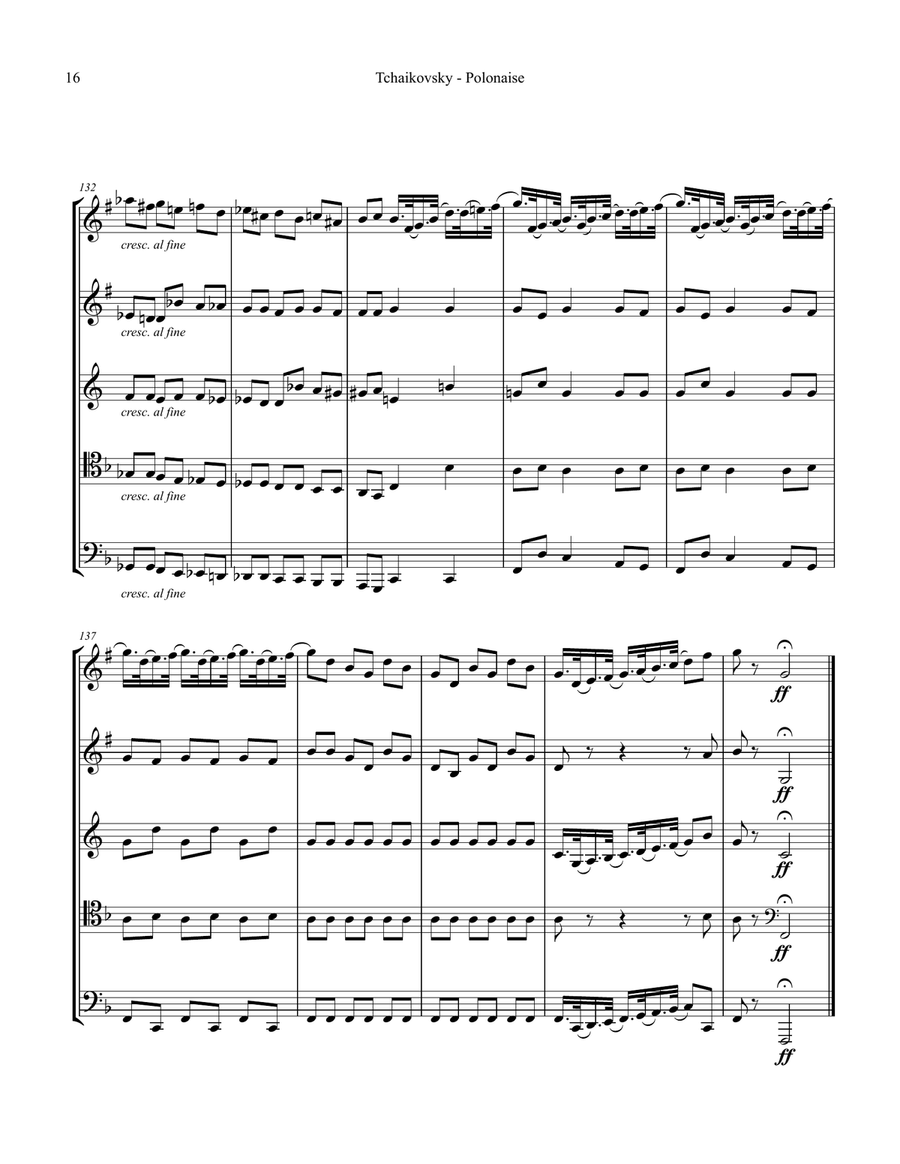 Polonaise from Eugen Onegin Brass Quintet scores gallery preview page 4