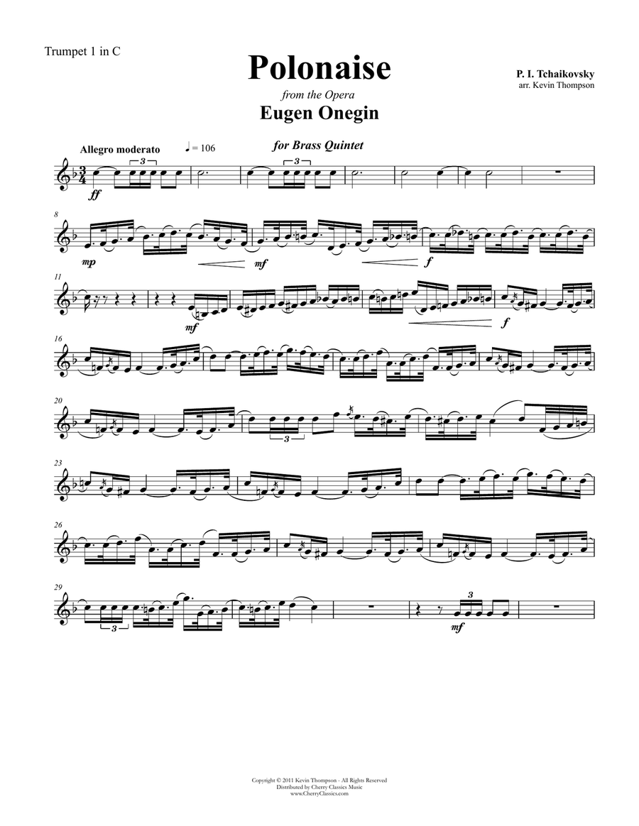 Polonaise from Eugen Onegin Brass Quintet scores gallery preview page 5