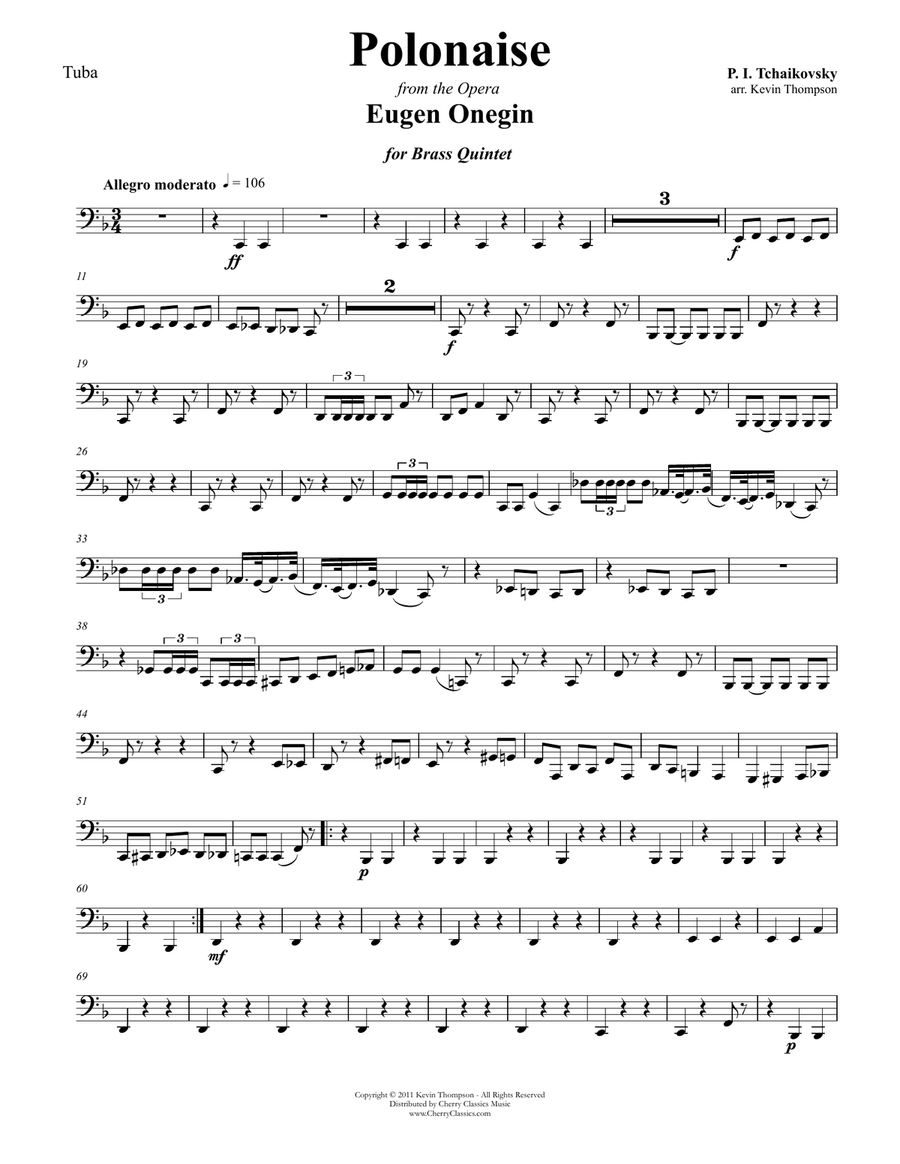 Polonaise from Eugen Onegin Brass Quintet scores gallery preview page 7