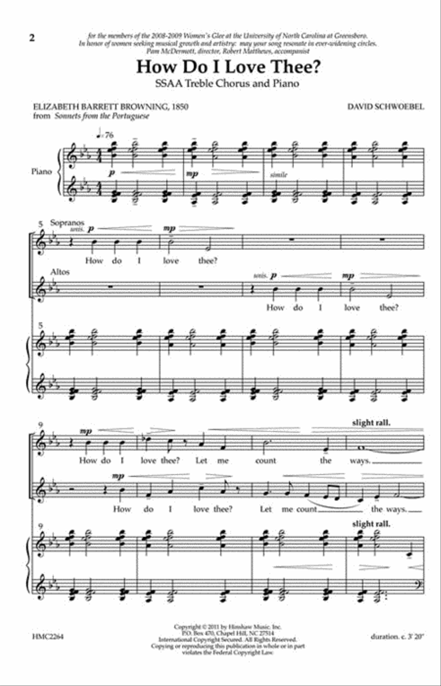 How Do I Love Thee SSAA scores gallery preview page 2