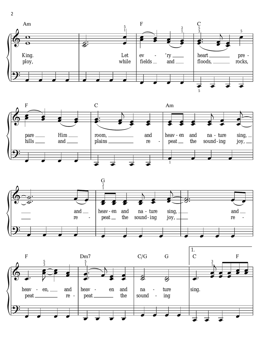 Joy To The World (Unspeakable Joy) Easy Piano scores gallery preview page 2