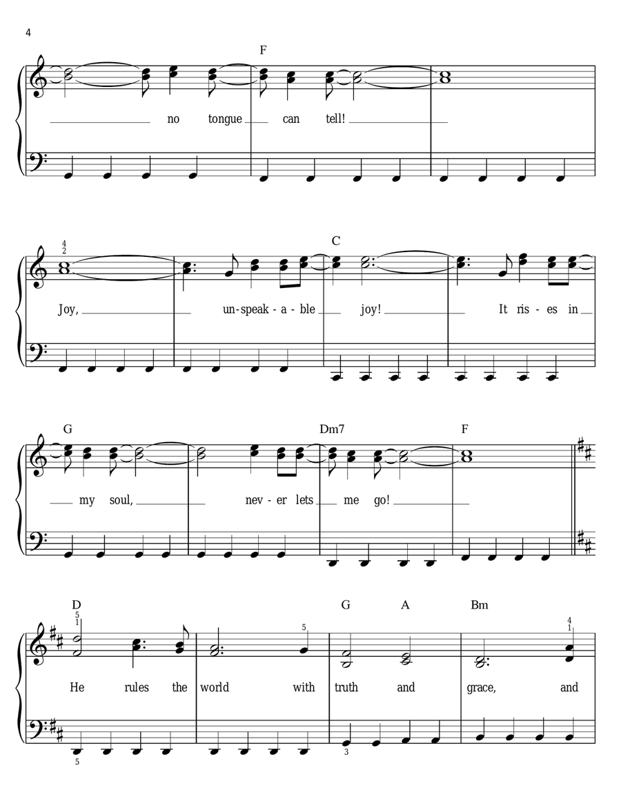 Joy To The World (Unspeakable Joy) Easy Piano scores gallery preview page 4