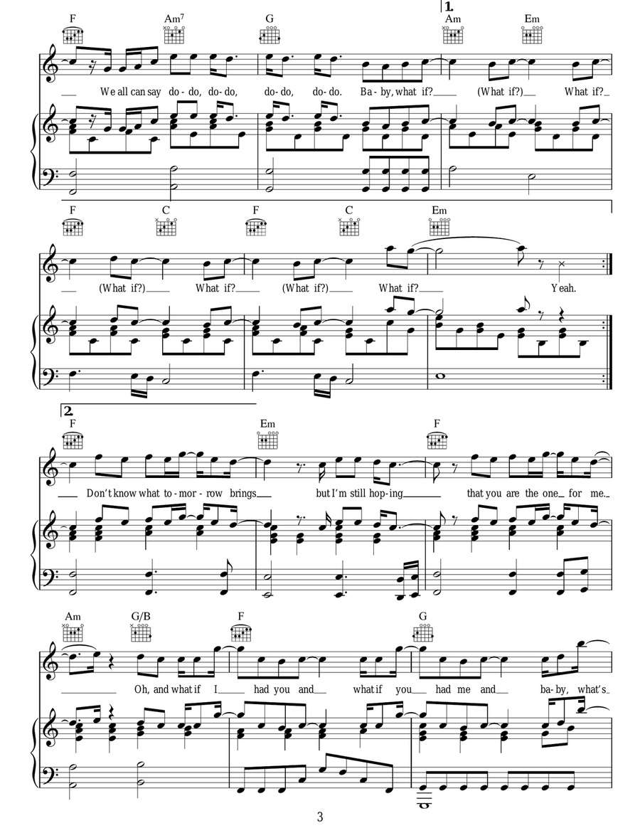 What If What If Piano, Vocal, Guitar scores gallery preview page 3