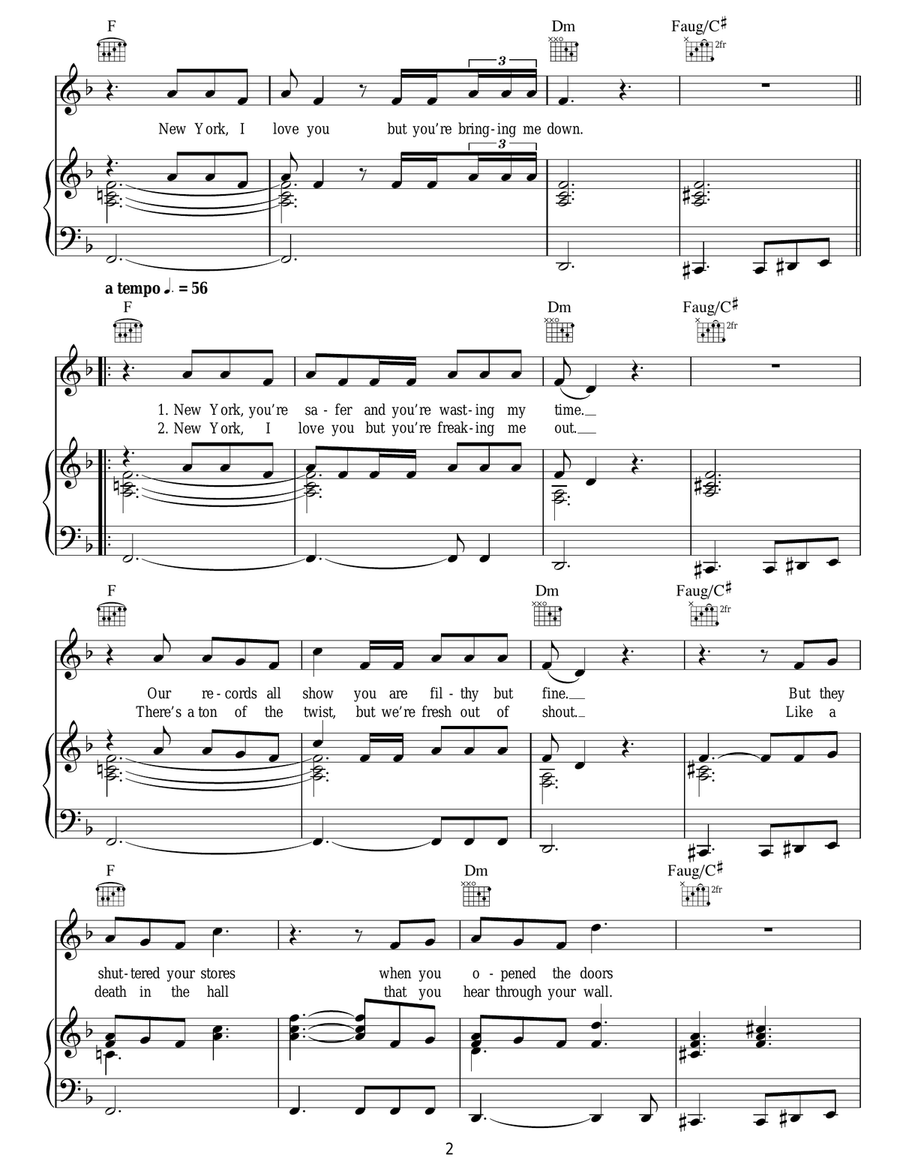 New York, I Love You But You're Bringing Me Down Acoustic Guitar scores gallery preview page 2