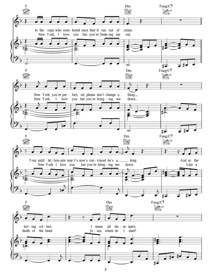 New York, I Love You But You're Bringing Me Down Acoustic Guitar scores gallery preview page 3