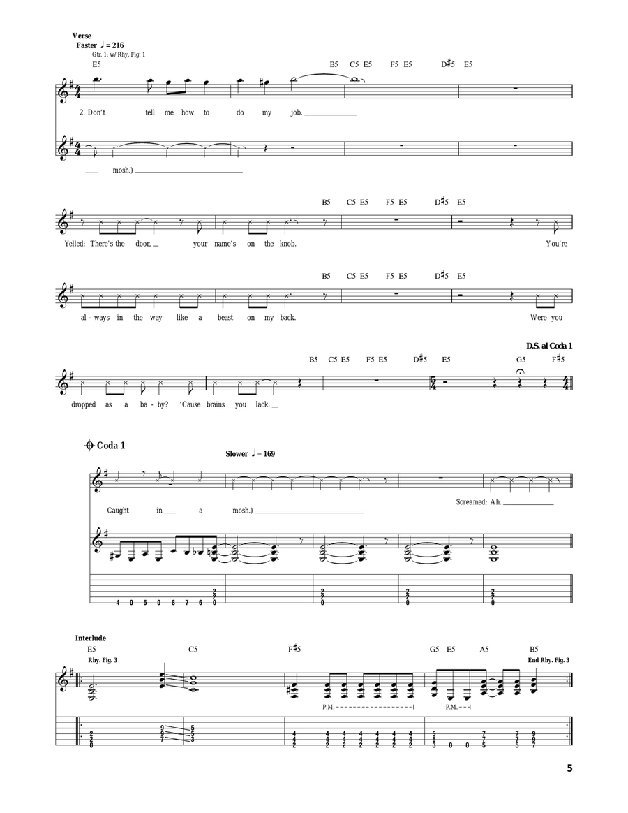 Caught In A Mosh Caught In A Mosh Acoustic Guitar scores gallery preview page 5