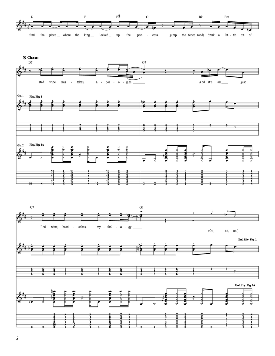 Red Wine, Mistakes, Mythology Acoustic Guitar scores gallery preview page 2