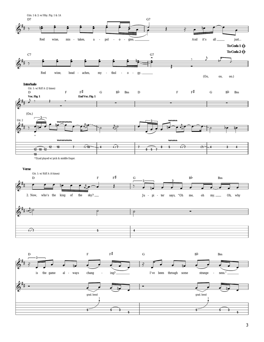Red Wine, Mistakes, Mythology Acoustic Guitar scores gallery preview page 3