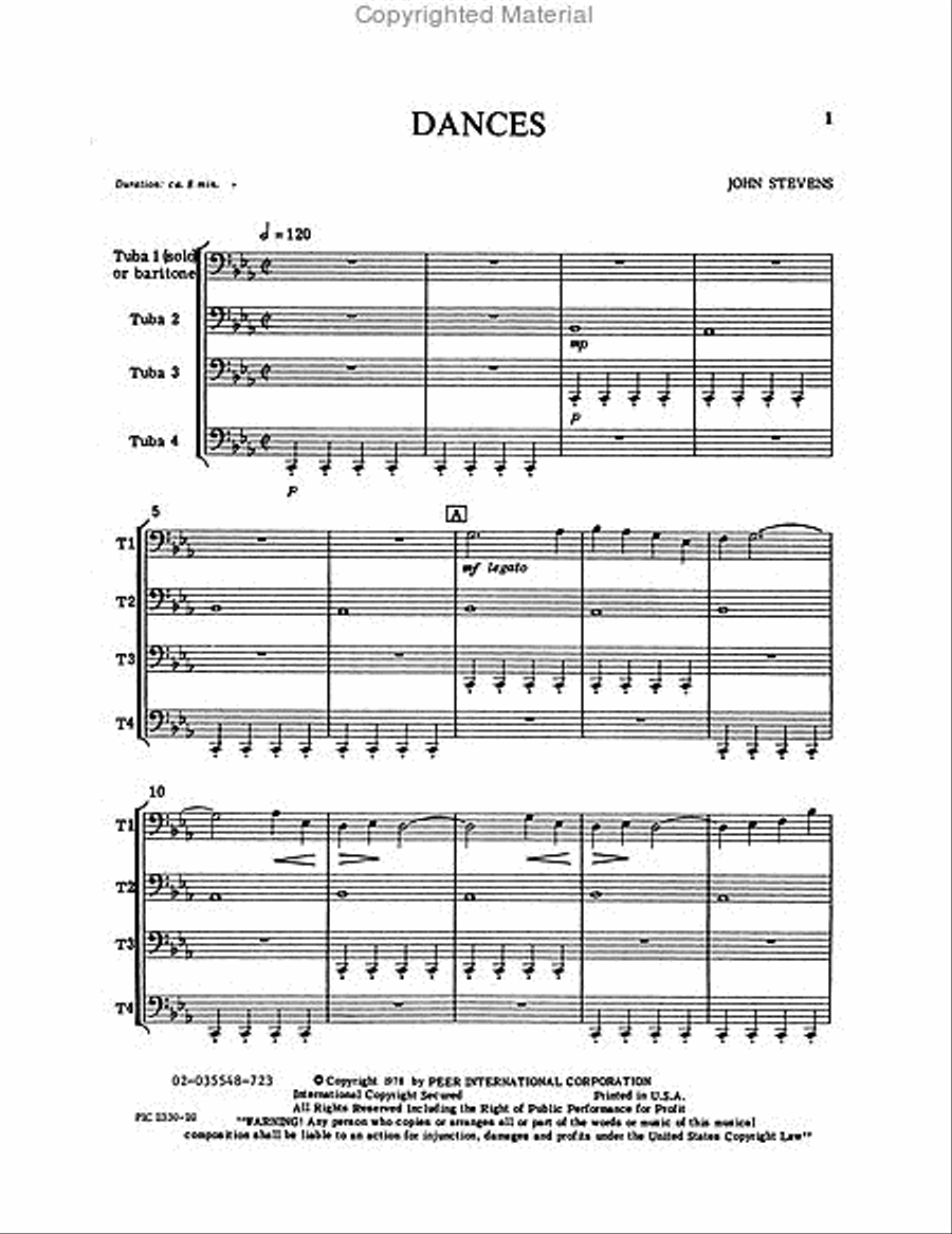 Dances for Solo Tuba/Baritone and Three Tubas Brass Quartet scores gallery preview page 2
