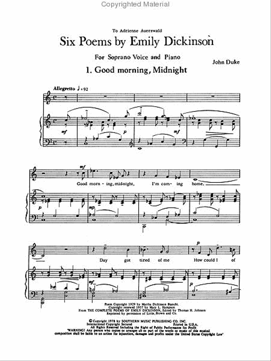6 Poems by Emily Dickinson High Voice scores gallery preview page 2