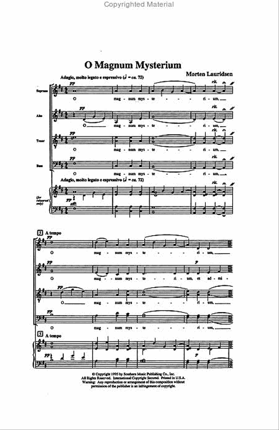 O Magnum Mysterium 4-Part scores gallery preview page 2