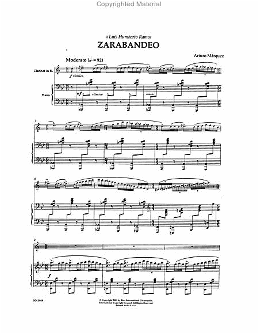 Zarabandeo Clarinet Solo scores gallery preview page 2