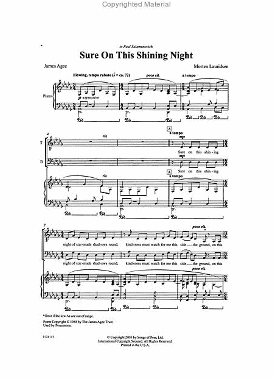 Sure on This Shining Night TTBB scores gallery preview page 2