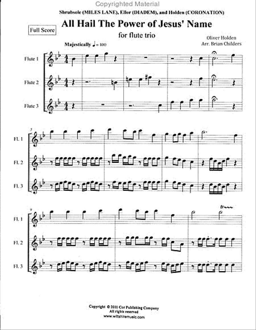 All Hail the Power of Jesus' Name (Childers) Flute Trio scores gallery preview page 2