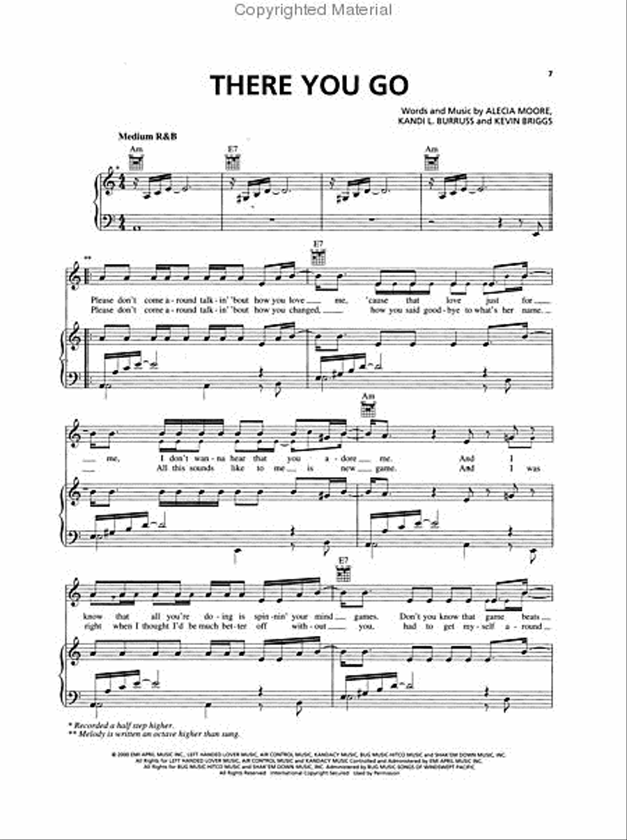 Pink – Greatest Hits ... So Far!!! Piano, Vocal, Guitar scores gallery preview page 3