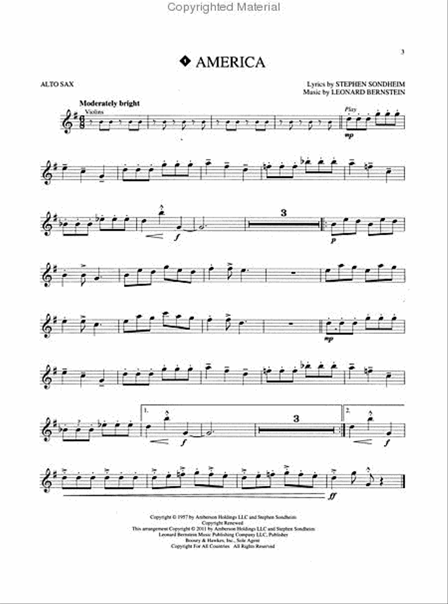 West Side Story for Alto Sax Alto Saxophone scores gallery preview page 2