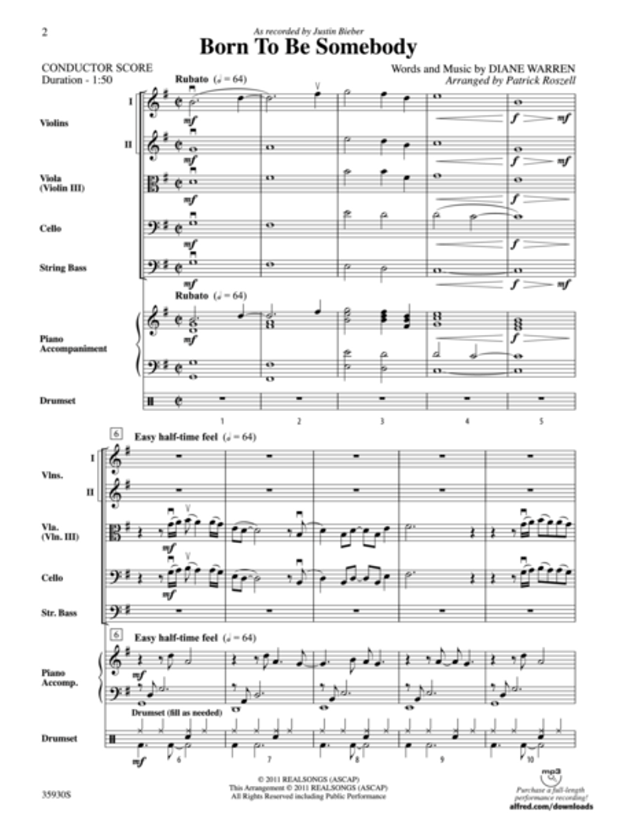 Born to Be Somebody String Orchestra scores gallery preview page 2