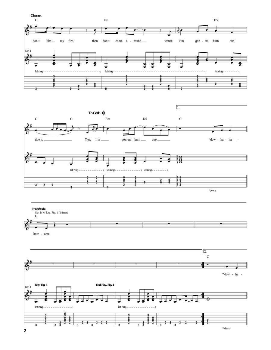 Burn One Down Burn One Down Acoustic Guitar scores gallery preview page 2
